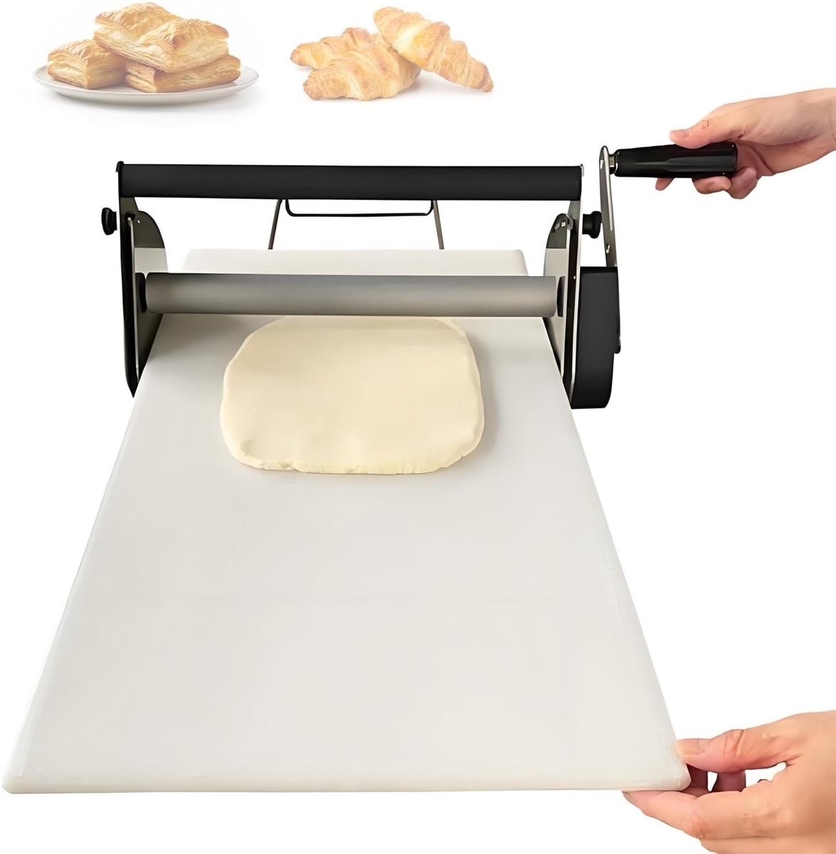 Commerciële En Thuisgebruik Handmatige Deegroller,Rs201 Verstelbare Dikte (0-27 Mm) Voor Croissants,Pizza, Pasta,Opvouwbare Roestvrijstalen Deegroller Met Antiaanbaklaag Van Pp (Rs101/Rs201),RS101