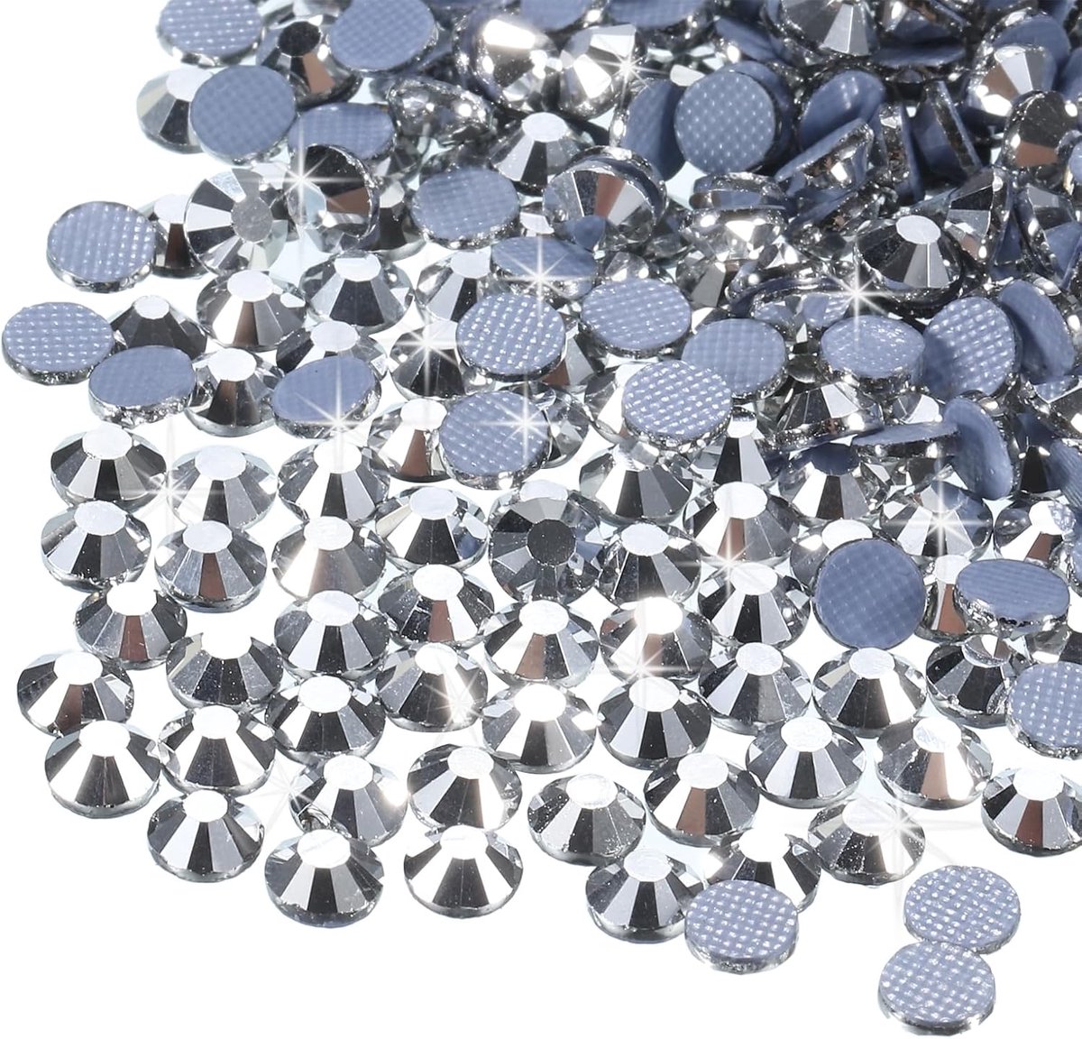 2880 Stk Hotfix Strass-steentjes met platte achterkant Kristallglas Edelstenen Kunst Strass-steentjes voor knutselen Kleding DIY Decoratie (SS6 2mm, Zilver)