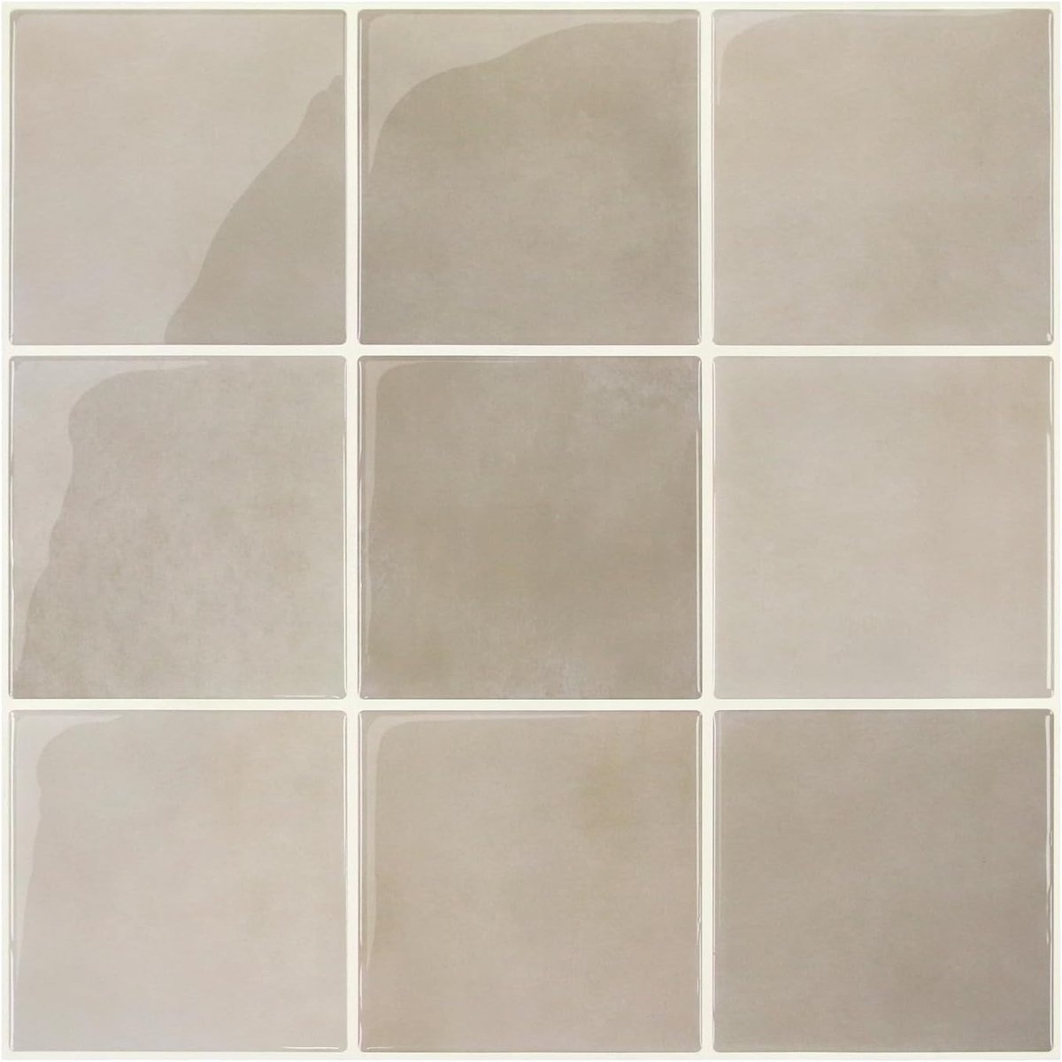 Tegelstickers, plaktegels, keuken, badkamer, kaki, vinyl, 3D-tegels, zelfklevende wandtegels, metro peel en sticktegels, backsplash (10 stuks, 30,5 x 30,5 cm)