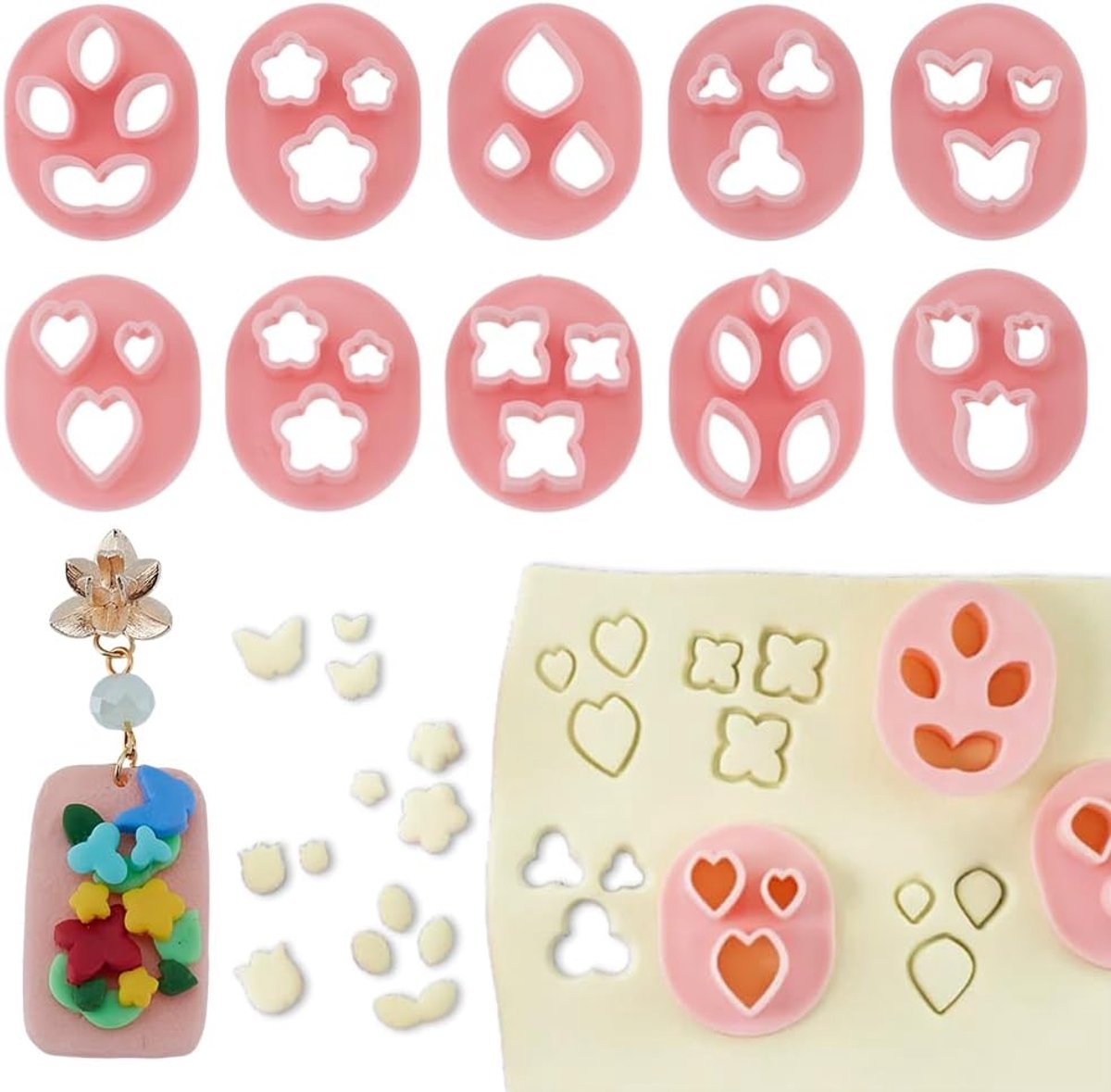 10 Stijlen Polymeer Klei Cutters Voor Oorbellen Maken Mini Bloem Blad Hart Vlinder Vormen Polymeer Klei Gereedschap Voor Diy Oorbellen Sieraden Maken Craft