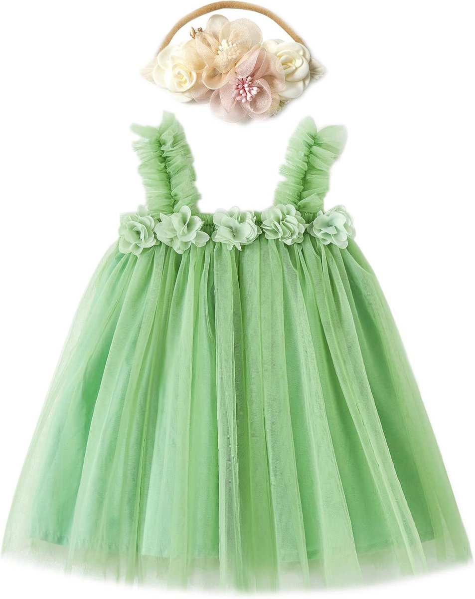 Meisjesjurk, tule, babyjurk, tutu, prinses met haarband, jurken voor verjaardagsfeest, smash, fotografie, taartkleding