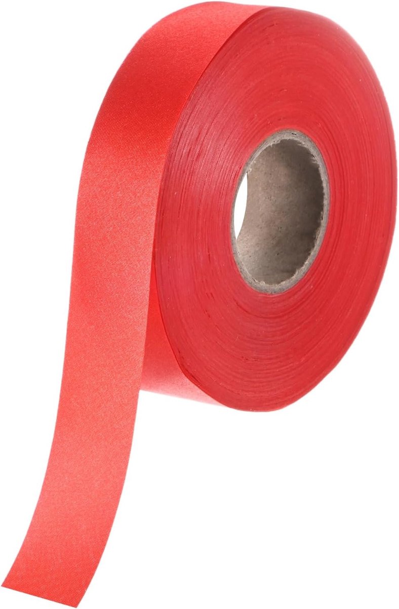 METERXITY 1-pack extra brede enkelvoudige biaisband, 1 inch x 50 meter satijnen biaisband voor naaien/naaien/quilten/zomen/doe-het-zelf ambachten/quiltbinding [rood]