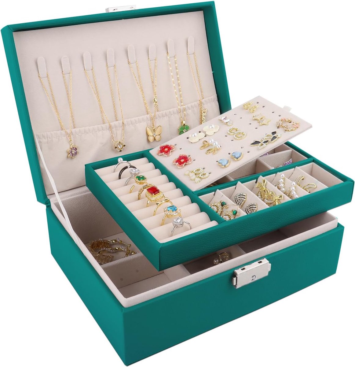 Sieradendoos 2-laags - PU leer - Robuust en stijlvol - Perfect voor het organiseren van sieraden - SnelShoppen
