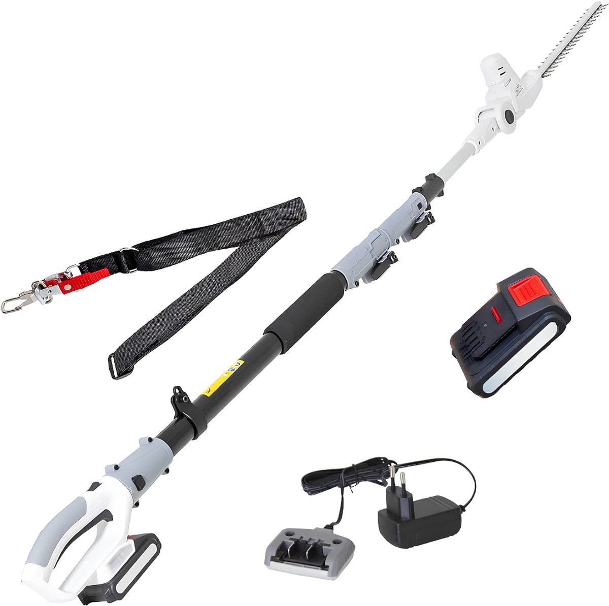 Lìon® Telescopische Heggenschaar - Elektrische Telescopische Heggenschaar - Elektrische Heggenschaar - Wit/Zwart - 275cm × 10cm × 19cm