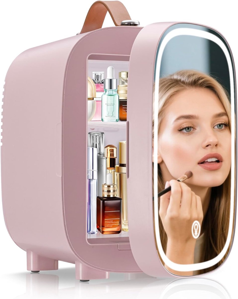 Lìon® Mini Koelkast - Minibar - 4L Capaciteit - Skincare Koelkast - Roze - 29cm x 21cm x 30cm