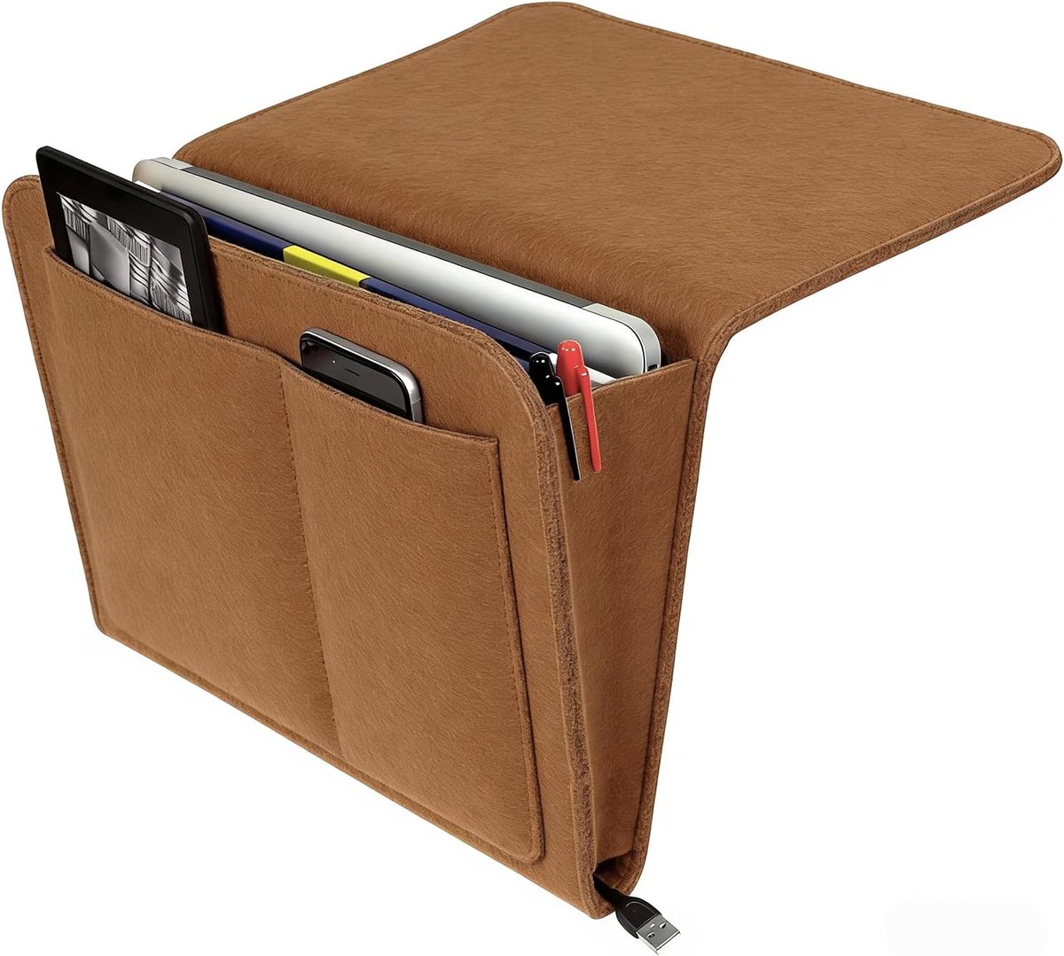 SnelShoppen - Bedside Pocket Storage Bag - Hangende Opbergtas van Vilt voor Bed, Bank en Studentenhuis - Met Meerdere Vakken voor Boeken, Tijdschrifte