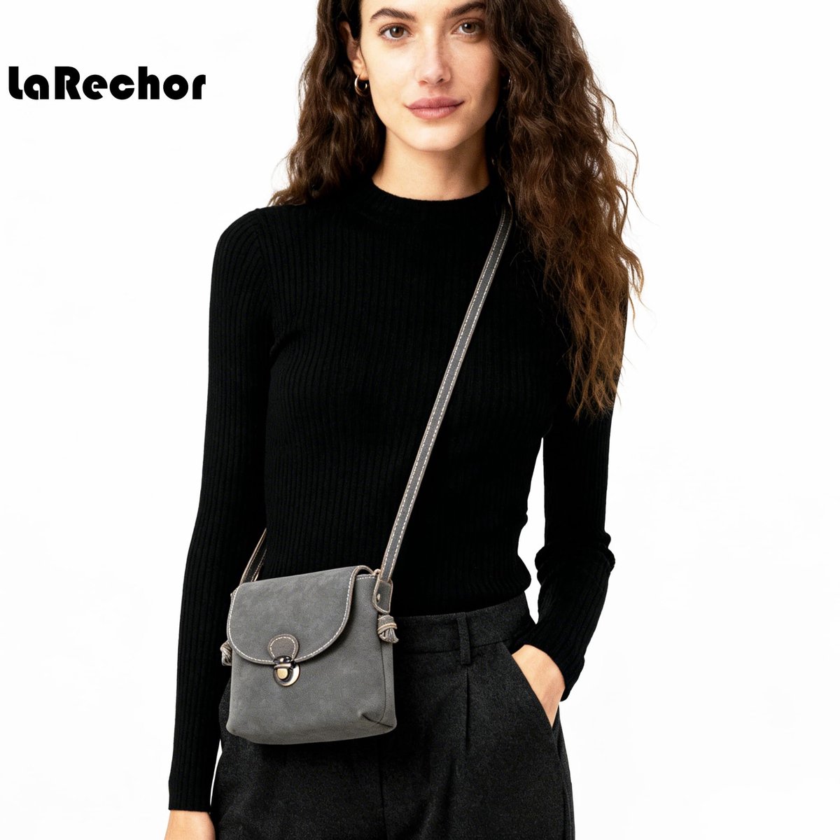 SnelShoppen - Kleine crossbodytas voor dames met anti-diefstalvergrendeling - PU-leer Vintage dames handtassen - Crossbody-telefoontas - Reistas klein