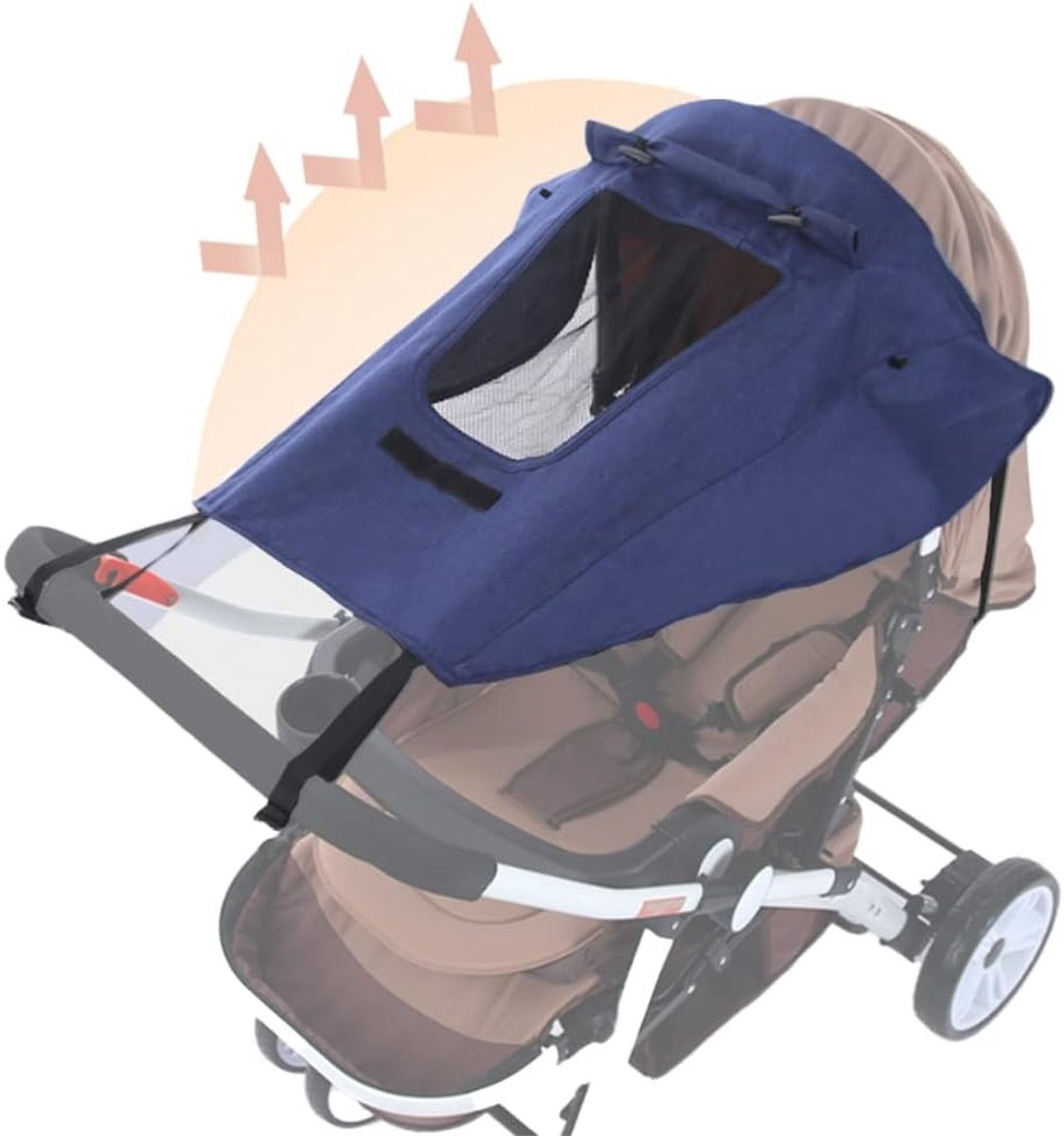 Universele Buggy Zonnekap UPF50+ Waterdicht en Verstelbaar met Kijkvenster voor Peuters en Kinderwagens, Bescherming tegen UV-straling en Zonlicht