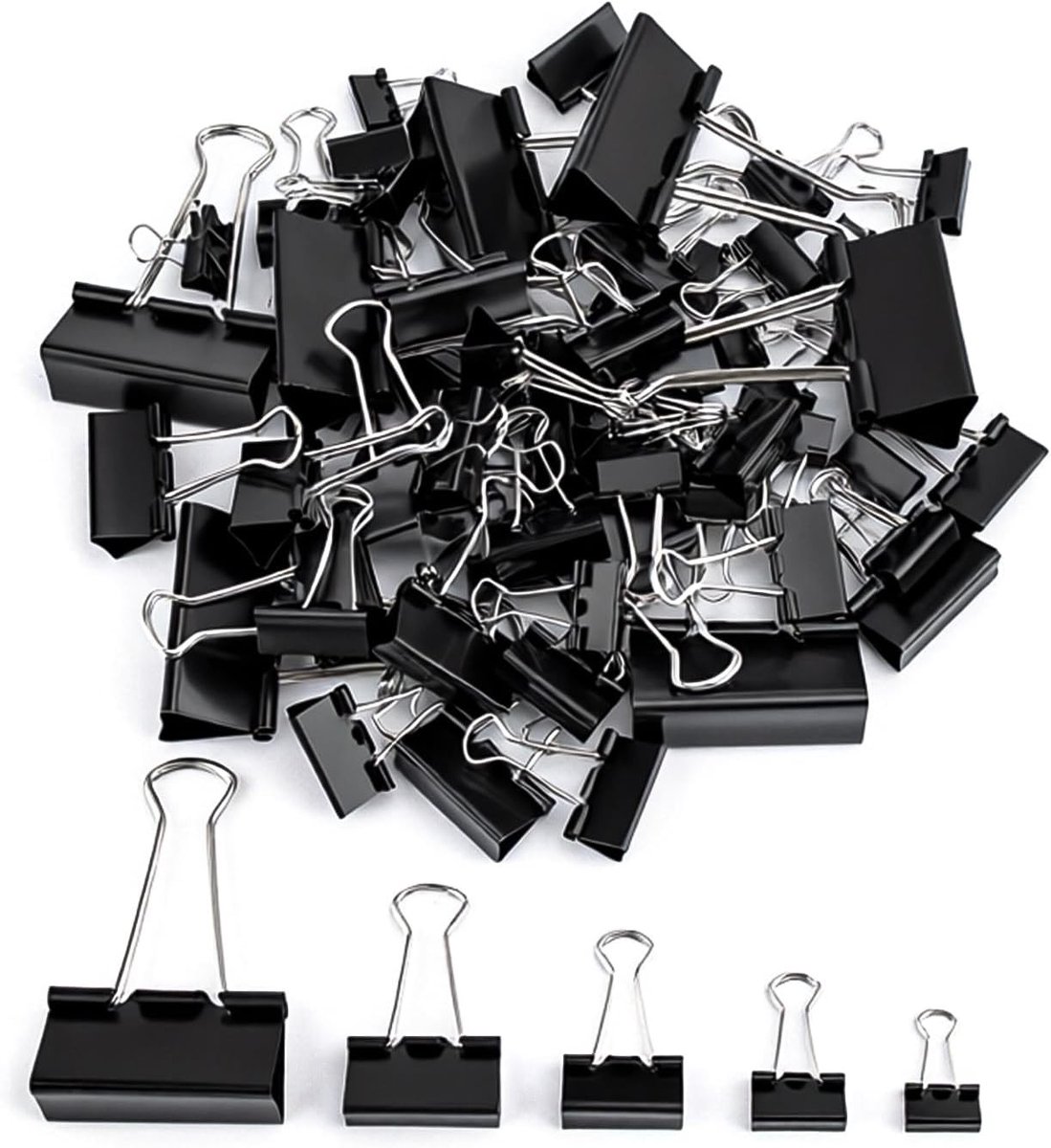 Set van 78 Stukjes Metalen Bulldog Clips in Diverse Maten voor Kantoor, Thuis en School, Ideaal voor Papieren, Documenten en Organisatie