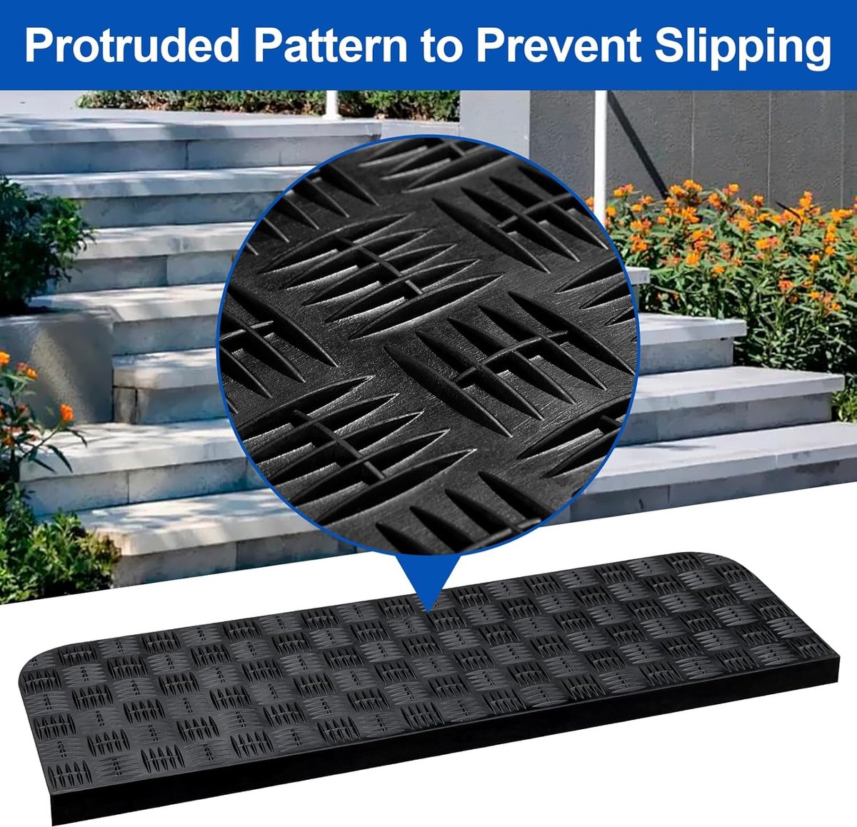 SnelShoppen - Set van 5 Antislip Rubber Trapmatten 65 x 25 cm - Duurzame en Waterdichte Trap Treads voor Binnen en Buiten - Ideaal voor Veiligheid en