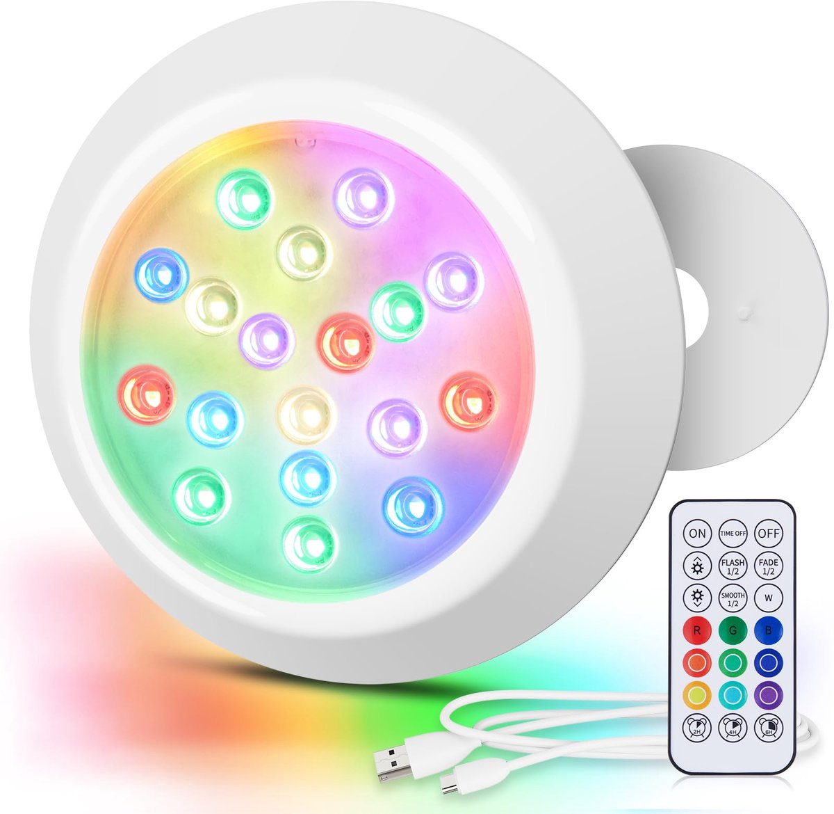SnelShoppen - Magnetische Dompelbare LED Verlichting voor Zwembad Bovengronds, 15 cm, Onderwaterzwembadlamp, RGBW, IP68, Waterdicht, Met Afstandsbedie