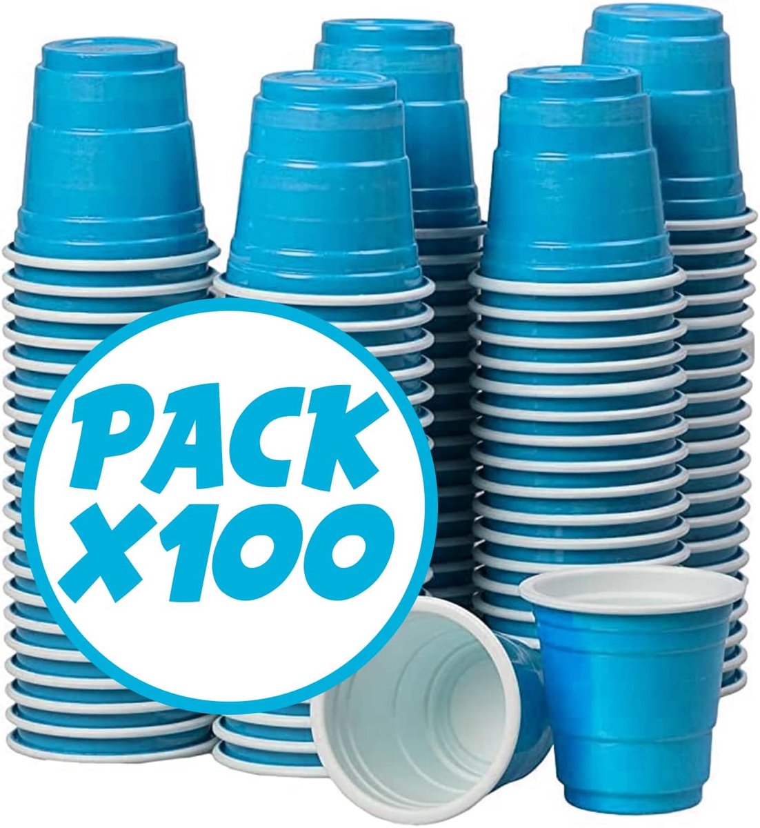 SnelShoppen - Corner Shotbekers 4 cl Turquoise - 100 Stuks Herbruikbare Rode Cups van Kunststof voor Feestjes, BBQ, Drinkspelletjes en Meer