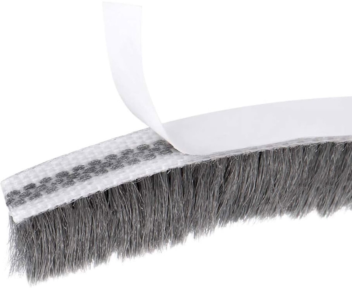 SnelShoppen - TA-VIGOR Borstel Weerstrip, 10m x 7mm x 12mm, Zelfklevende Vilten Deurafdichtingsstrip, Hoge Dichtheid Tochtstopper voor Raam en Deur
