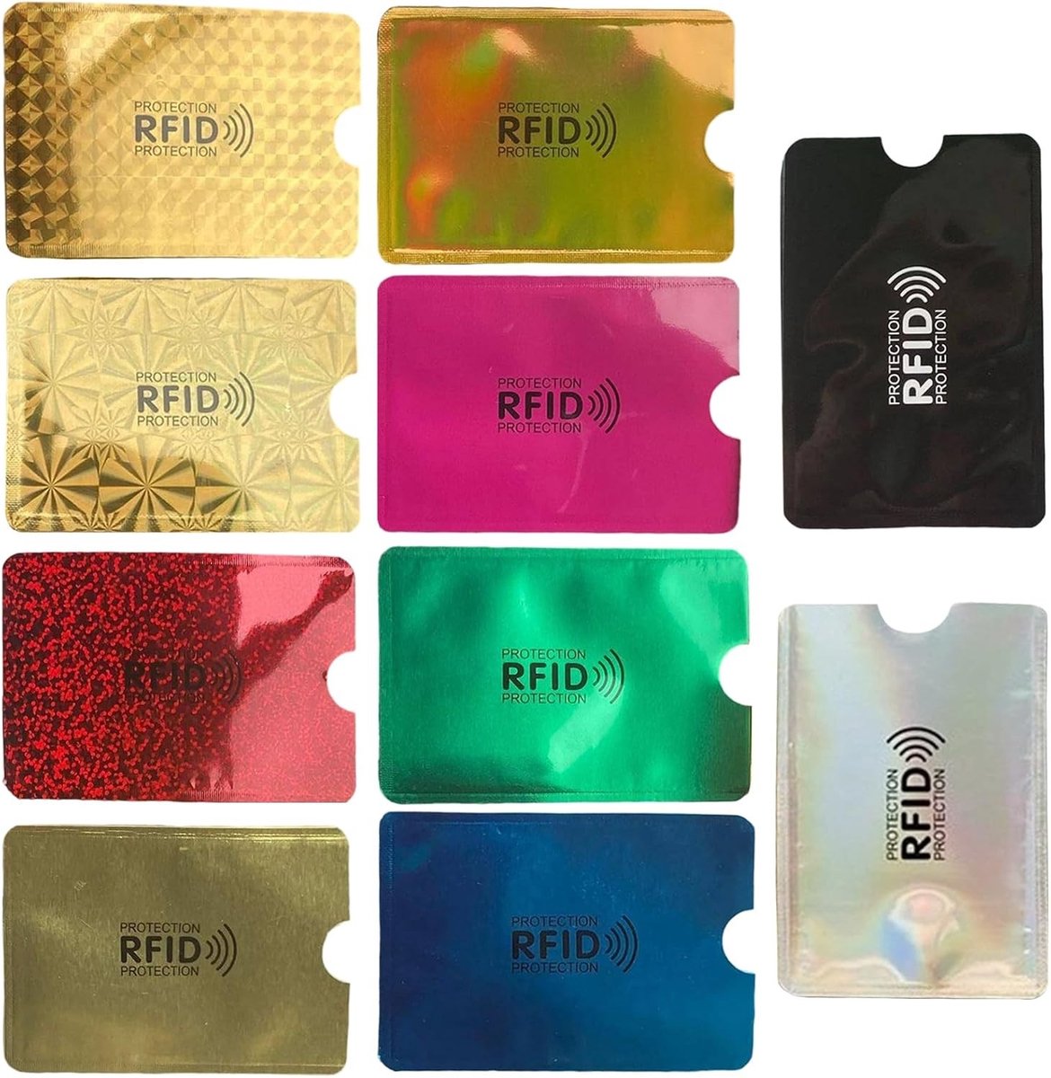 Set van 10 RFID Beschermende Kaarthoezen voor Creditcards, Debetkaarten en Paspoorten met Veiligheidsfunctie