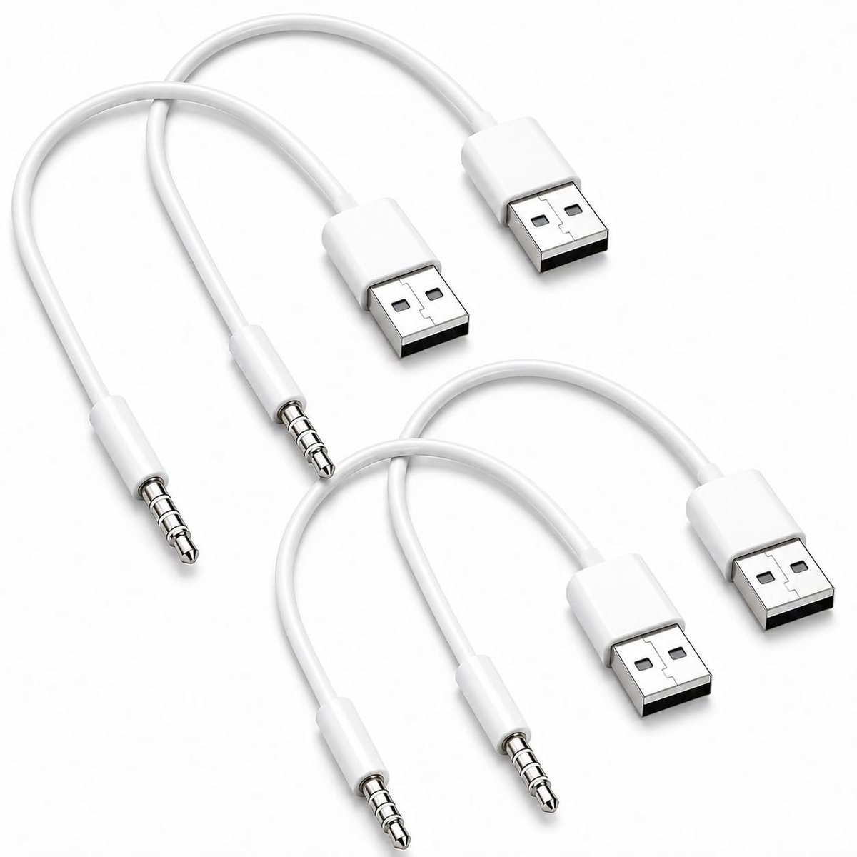 Oplaadkabels en Gegevensoverdracht voor Shuffle MP3 Speler, 3.5mm Audio Jack naar USB, Geschikt voor Generatie 3 tot 7