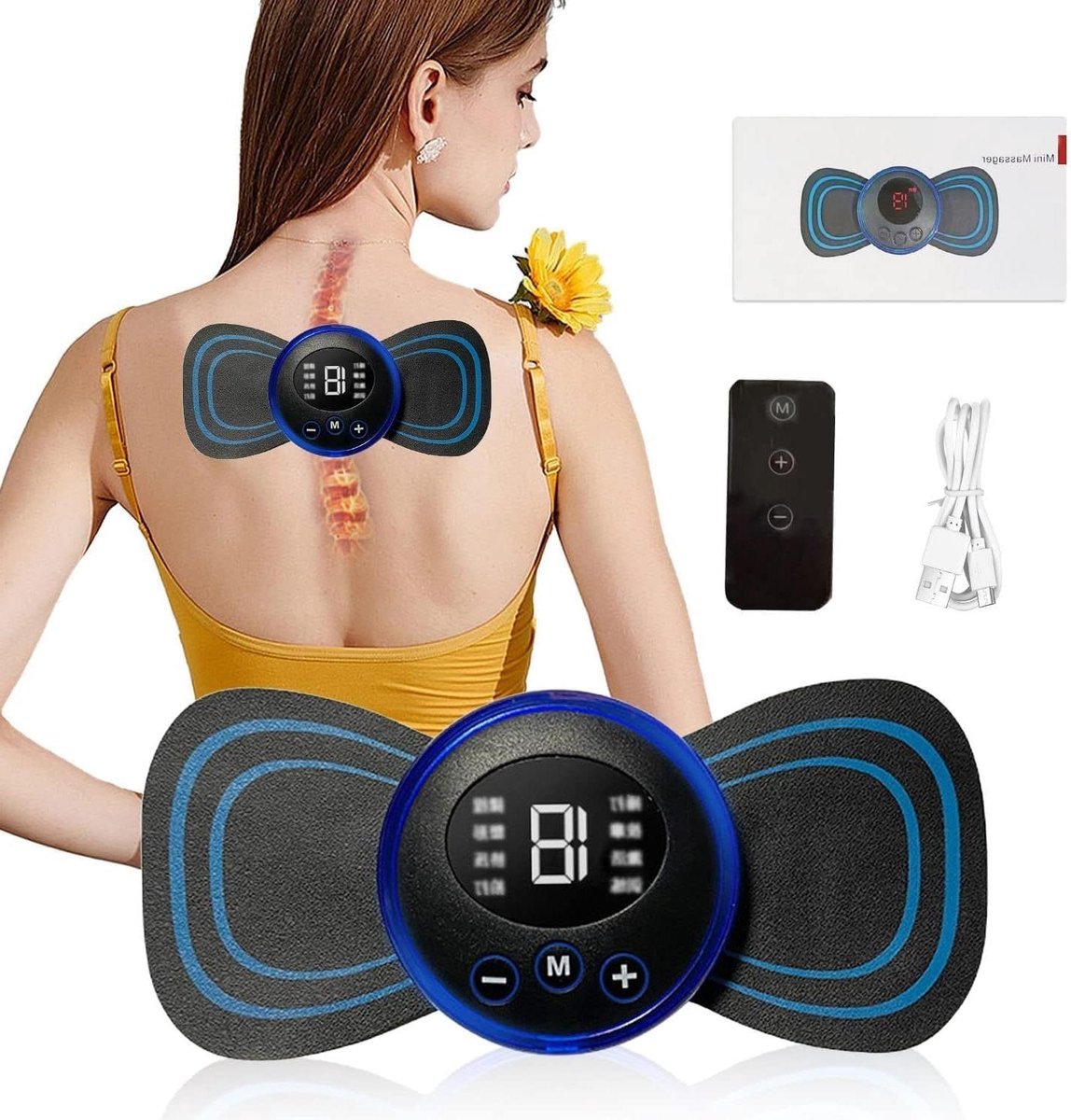 Nek Massager - Elektrische Sticker - Spierpijn Verlichten - 19 Intensiteiten - 11 x 71 x 6 cm - Zwart