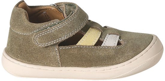 Babysandalen met klittenbandsluiting van leer voor de eerste stapjes kaki