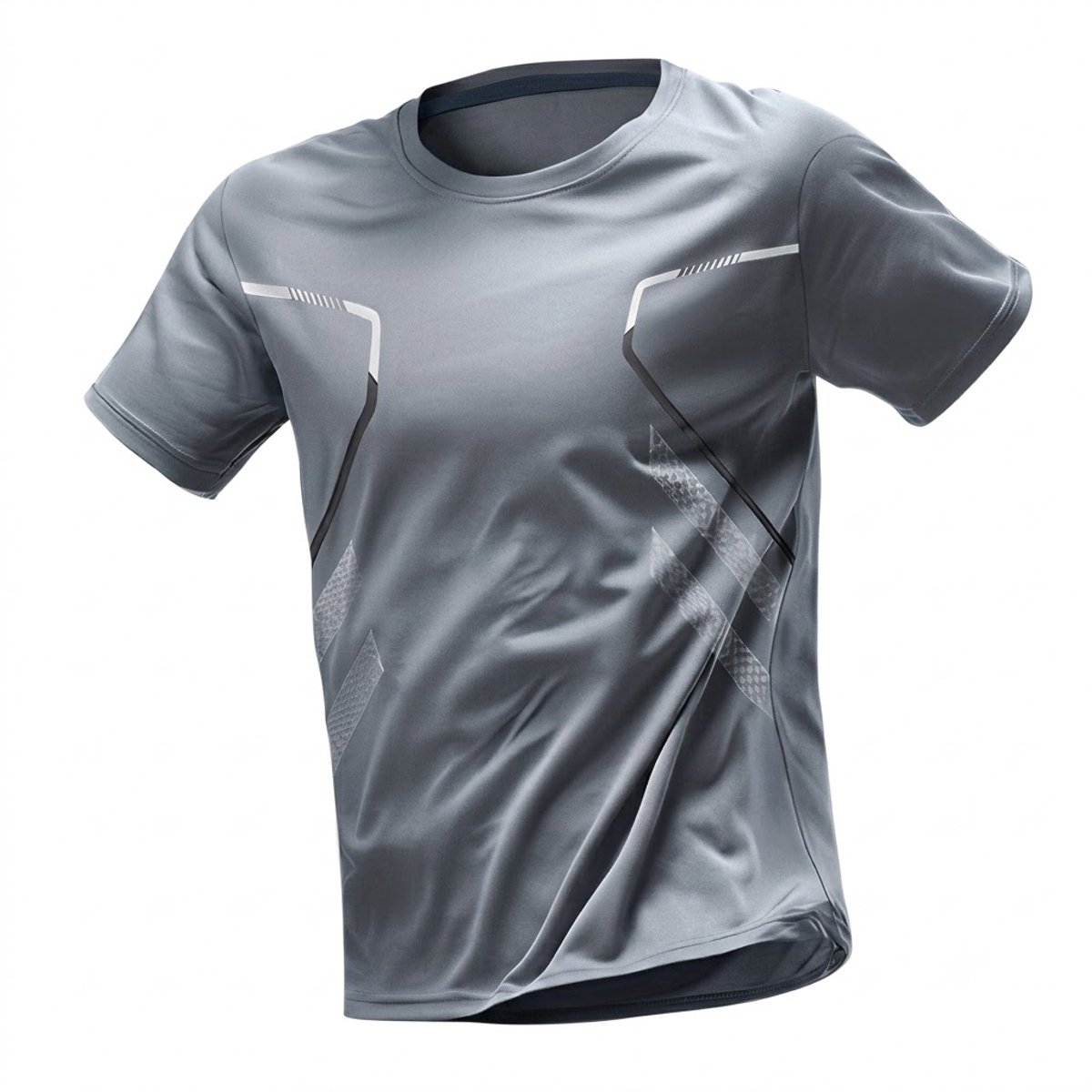 Grijs basketbalshirt heren – sneldrogend sport T shirt met korte mouwen, ademend en vochtafvoerend, ronde hals, losse pasvorm, geschikt voor basketbal, hardlopen, fitness en gym, maat XL