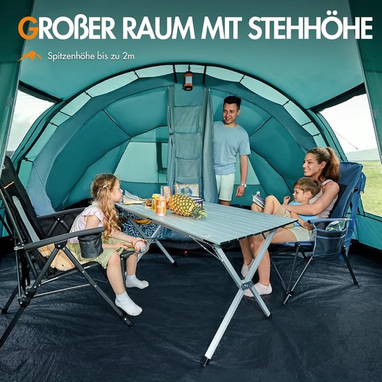 Tent voor 5-6 personen, tunneltent, waterdicht, 3000 mm, 6 personen, campingtent, 2 slaapcabines met stahoogte, voortent, grondzeil, XXL, grote familietent, groepstent voor camping, reizen van Outsunny — afbeelding 4