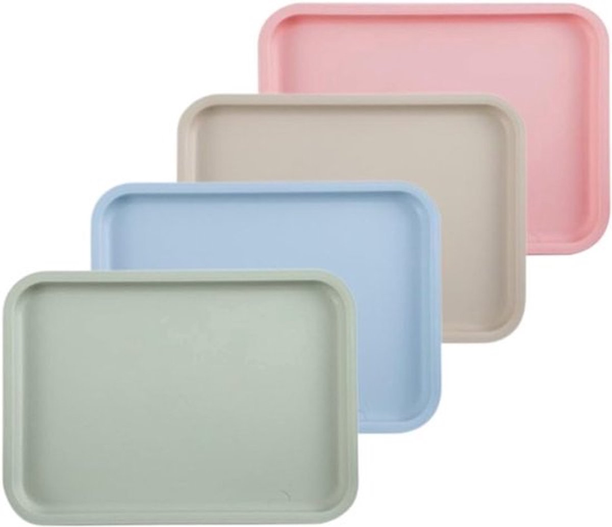 Set van 4 Kleine Rechthoekige Dienbladen - Herbruikbaar en Antislip, voor Feestjes, Drankjes en Keukendecoratie