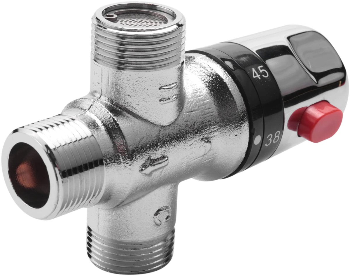 SnelShoppen - 3-weg thermostaat mengventiel massief koper 3/4" warmwaterverwarmer zonne-energie temperatuurregelventiel voor huis en tuin