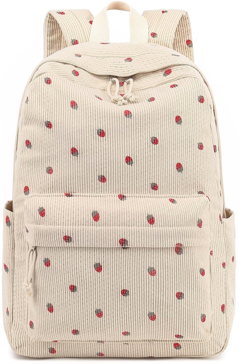 LISM-Ruime schooltas voor tienermeisjes, lichtgewicht laptoptas van touw, geschikt voor meisjes en vrouwen die op vakantie gaan (aardbeimodel).