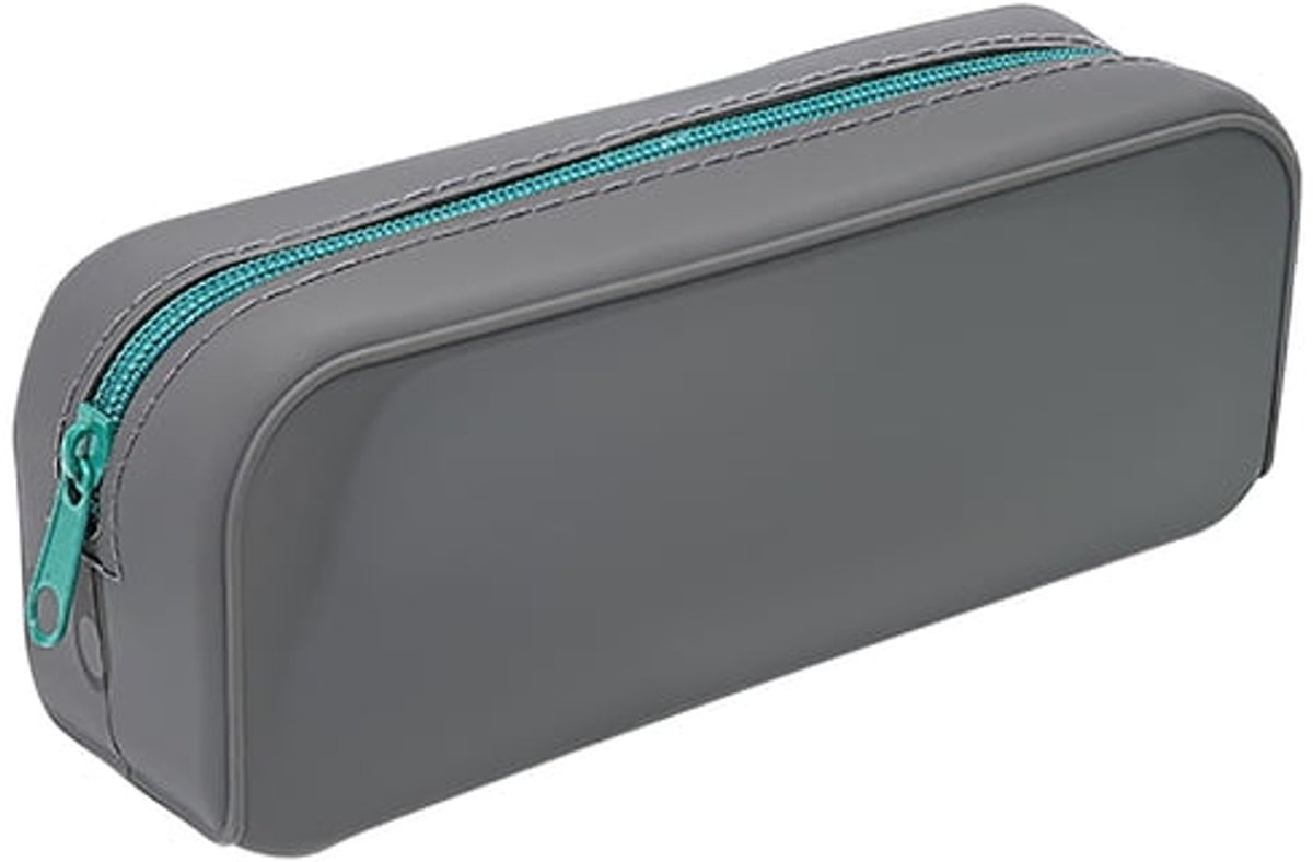 LISM-Siliconen etui, etui met ritssluiting en grote capaciteit, mooie opbergtas voor schrijfwaren, waterdichte pennenhouder, draagbare reistas voor cosmetica, kantoorartikelen, grijs.