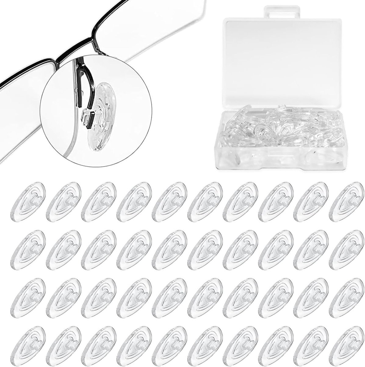 20 Paar Silicone Neuspads voor Brillen en Zonnebrillen - Antislip, Transparant en Geurvrij Accessoire