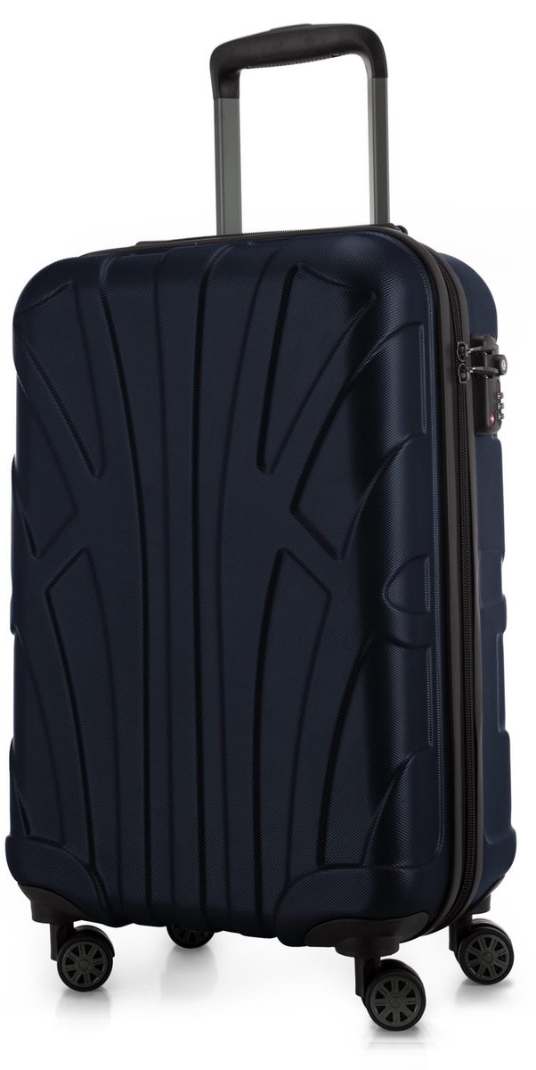 SnelShoppen - Suitline Business cabine trolley 55 cm uitbreidbaar tot 38 L met 15 inch laptopvak TSA slot 4 dubbele wielen handbagage donkerblauw
