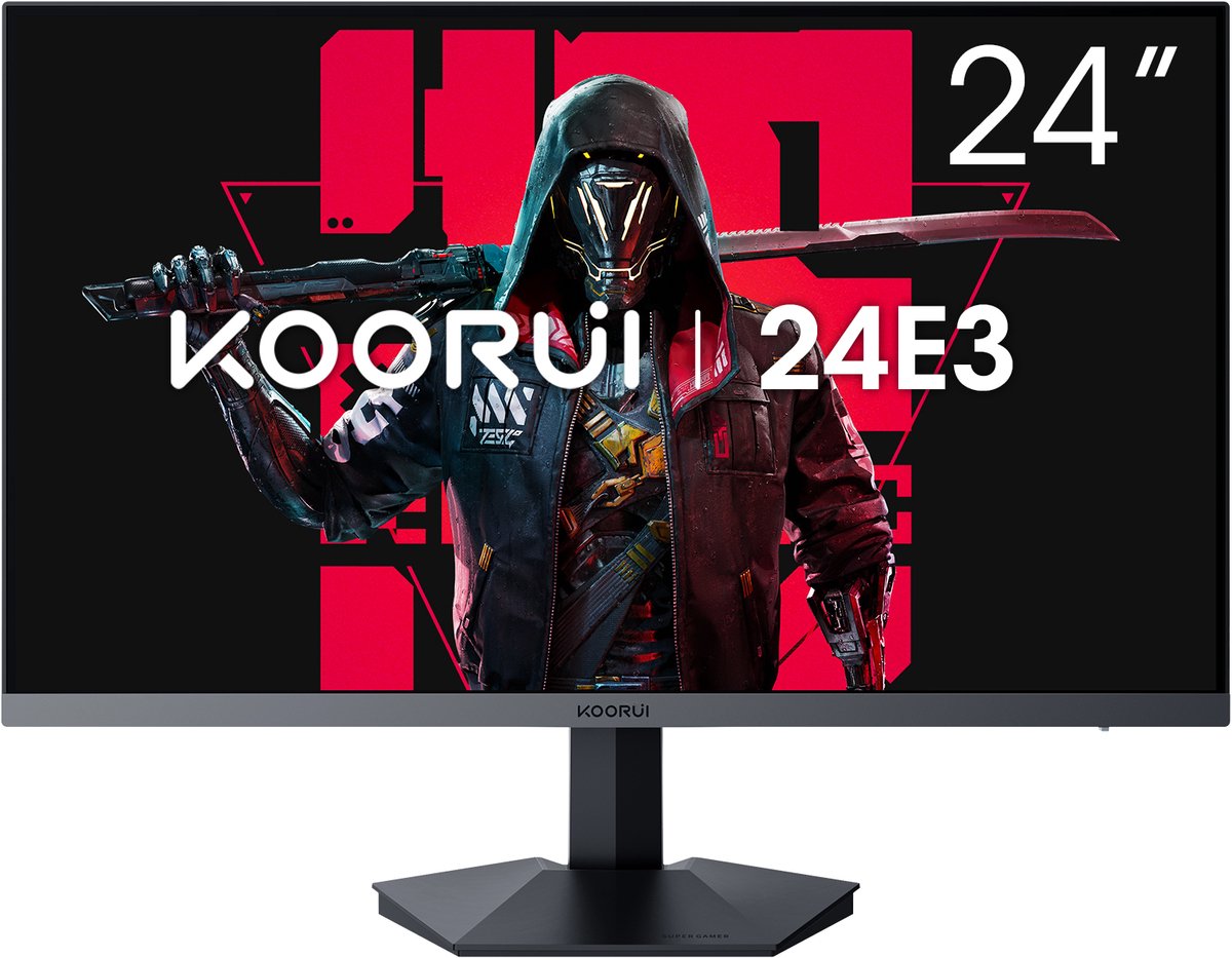 KOORUI 24E3 24-inch Gaming Monitor - 24 Inch Gaming Monitor FHD 1920 x 1080 - 165 Hz FHD-scherm - 1 ms pc-scherm - 75 x 75 mm VESA-bevestiging - Zwart