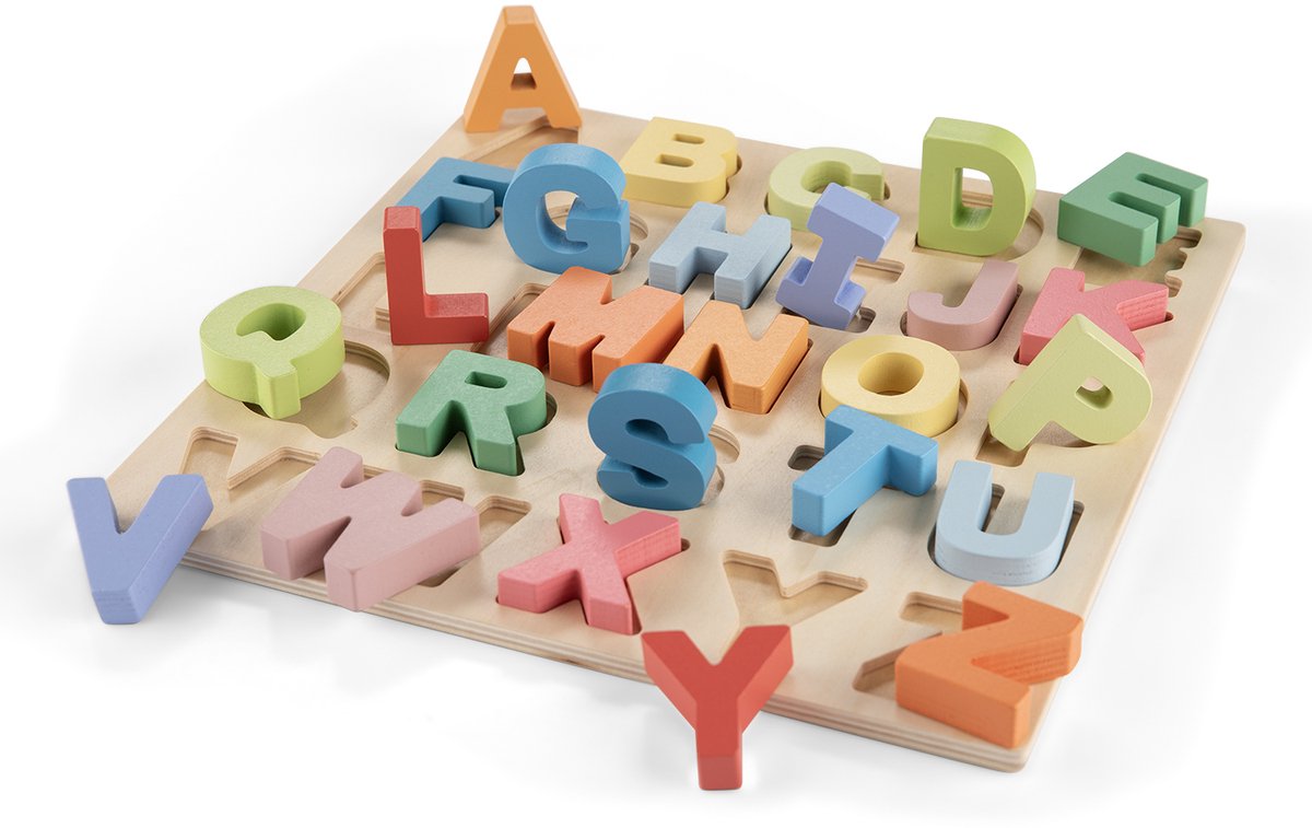Woet® Houten Alfabet Puzzel - ABC Hoofdletters A t/m Z - Kleurrijke Educatieve Legpuzzel - Alfabet Leren - Peuterspeelgoed - Vanaf 2 Jaar — afbeelding 5