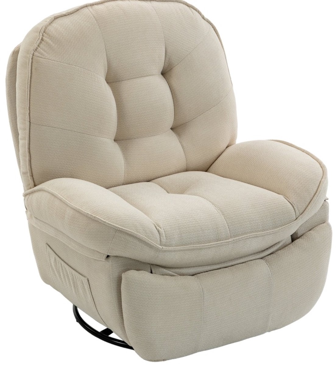 Relaxfauteuil Draaibaar Schommelend Met Ligfunctie Handmatig Verstelbare Rugleuning En Voetensteun Voor Woonkamer Chenille Crèmewit