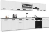 BELINI Keukenblok ITALIA 3 - Keukenmeubel Set 320 cm Wit Mat met Werkbladen - Boven- en Onderkasten
