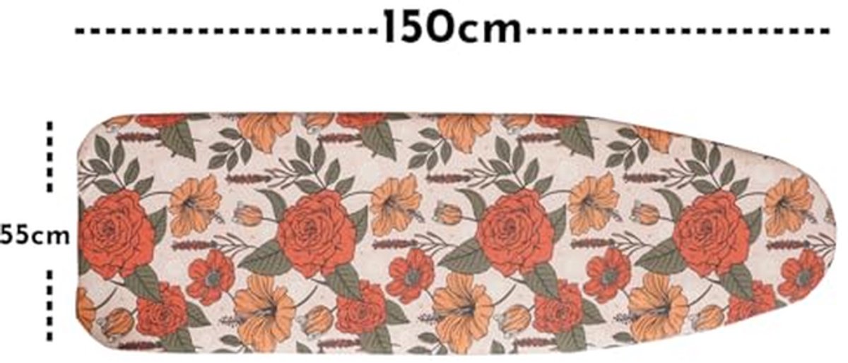 Strijkplankhoes - Strijkplankovertrek - Kreukvrij Strijken - Extra Dikke Vulling - 150x55cm - Bloemenprint