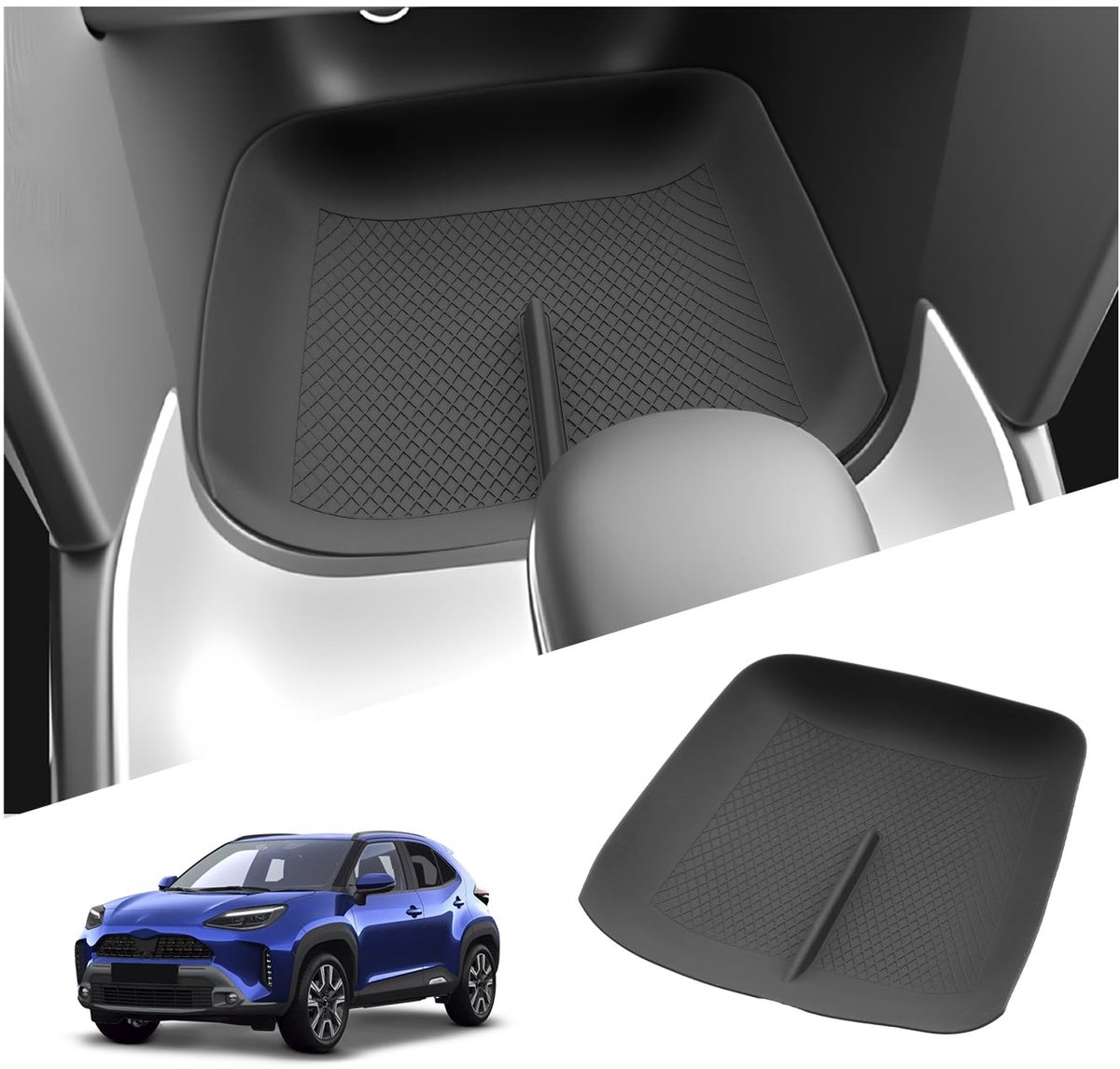 SnelShoppen - Rubberen mat voor Toyota Yaris Cross 2021-2025 - Antislip middenconsole opbergdoos accessoires - Duurzaam, voor betere grip en beschermi