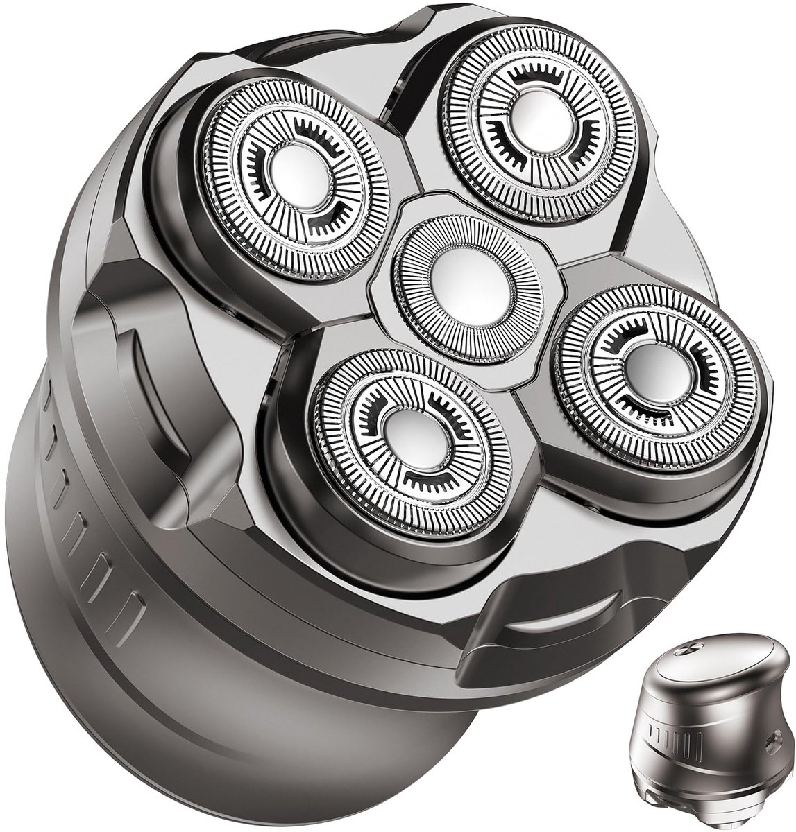 SnelShoppen - Hoofdscheerapparaat voor Mannen, Verbeterde 5D Flexibele Roterende Scheerapparaten, Waterdicht, USB-C, LED-display, Zilver - Perfect voo
