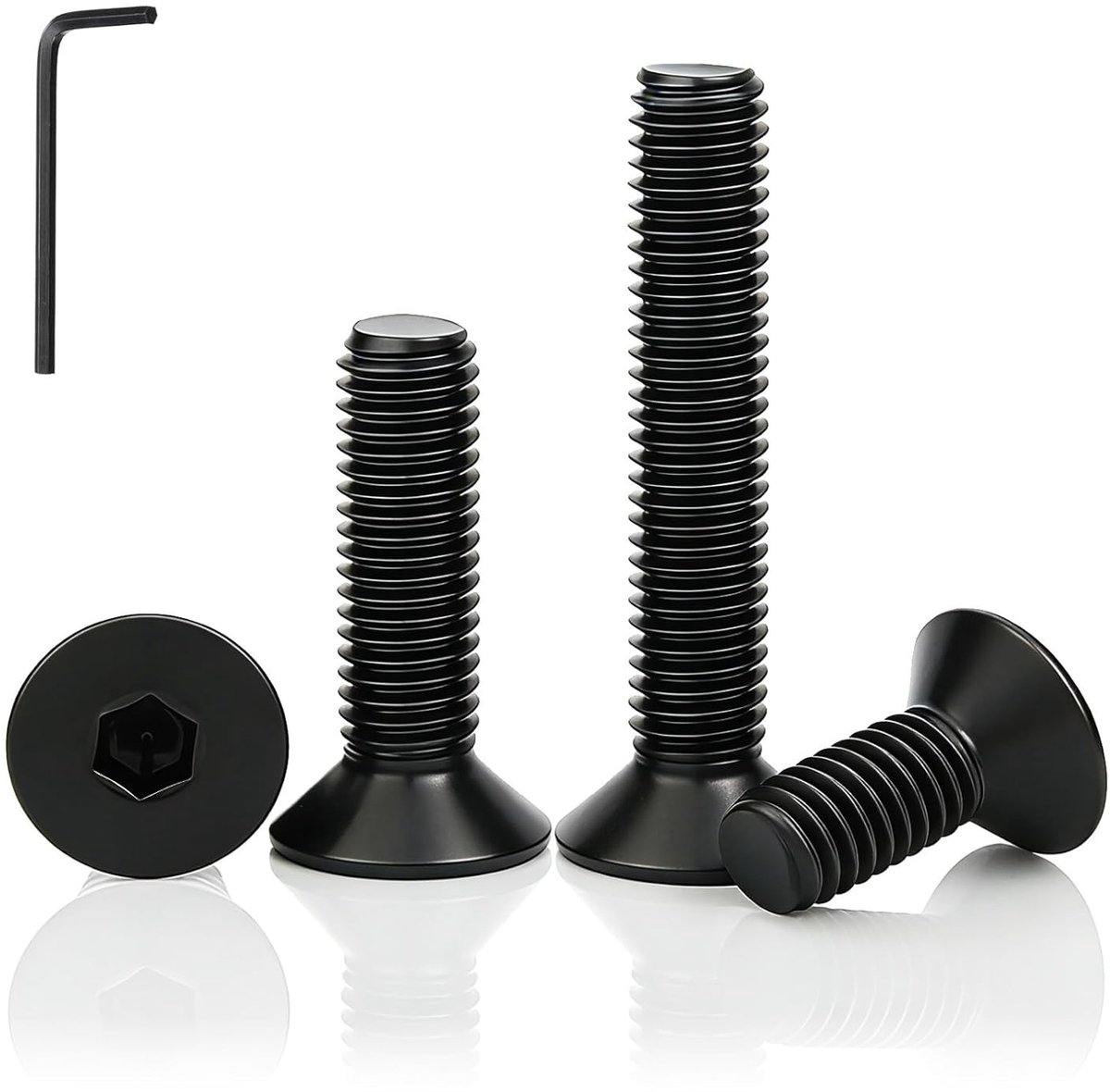 Set van 25 M4 x 8 mm verzonken schroeven met zeskantkop van koolstofstaal voor mechanisch gebruik en meubelmontage