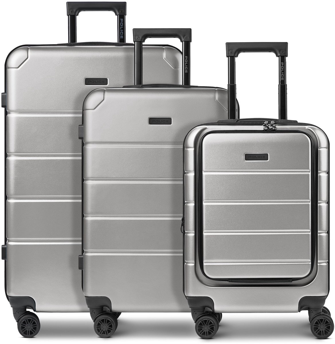 Police Dublin 4 wielen Kofferset 3-delig met uitbreidingsplooi - Harde bagage - Combinatieslot - grey taupe