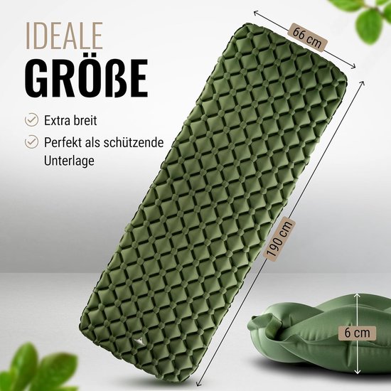 Camping luchtmatras - ultralicht en comfortabel - 1 stuk - groen - 190 x 66 x 6 cm van Camping — afbeelding 2