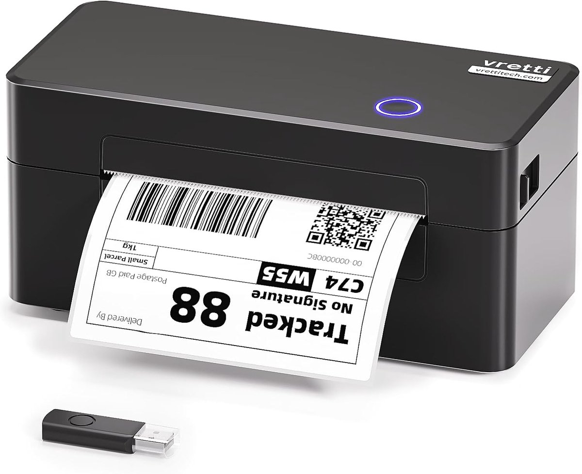 SnelShoppen - Vretti DB402 Labelprinter - Thermische Labelprinter voor DHL, Amazon, Shopify, Etsy - 4x6 Inch Thermische Printer - Ondersteunt Windows/