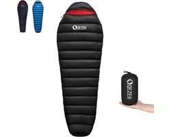 SnelShoppen - Daunenschlafsack 860 g, Klein Packmaat, 650FP RDS-Gecertificeerd, Stegconstructie voor Volwassenen en Kinderen, Ideaal voor Wandelen, Tr