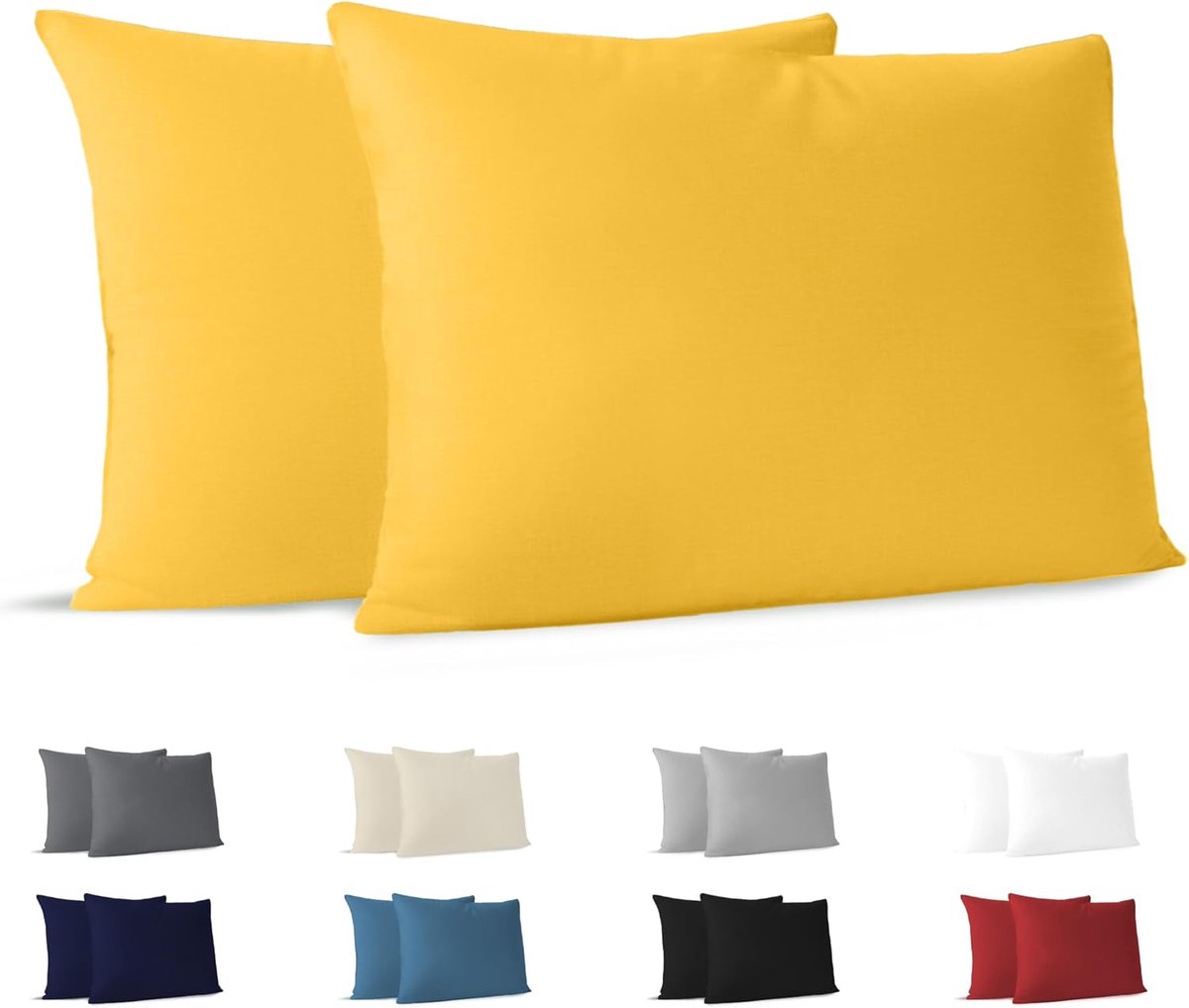 SnelShoppen - Kussensloop 40x60 cm Geel Set van 2 | 100% Katoen Oeko-Tex | Zacht, Ademend en Kleurecht | Wasbaar op 60 °C | Ideaal voor Bank en Bed