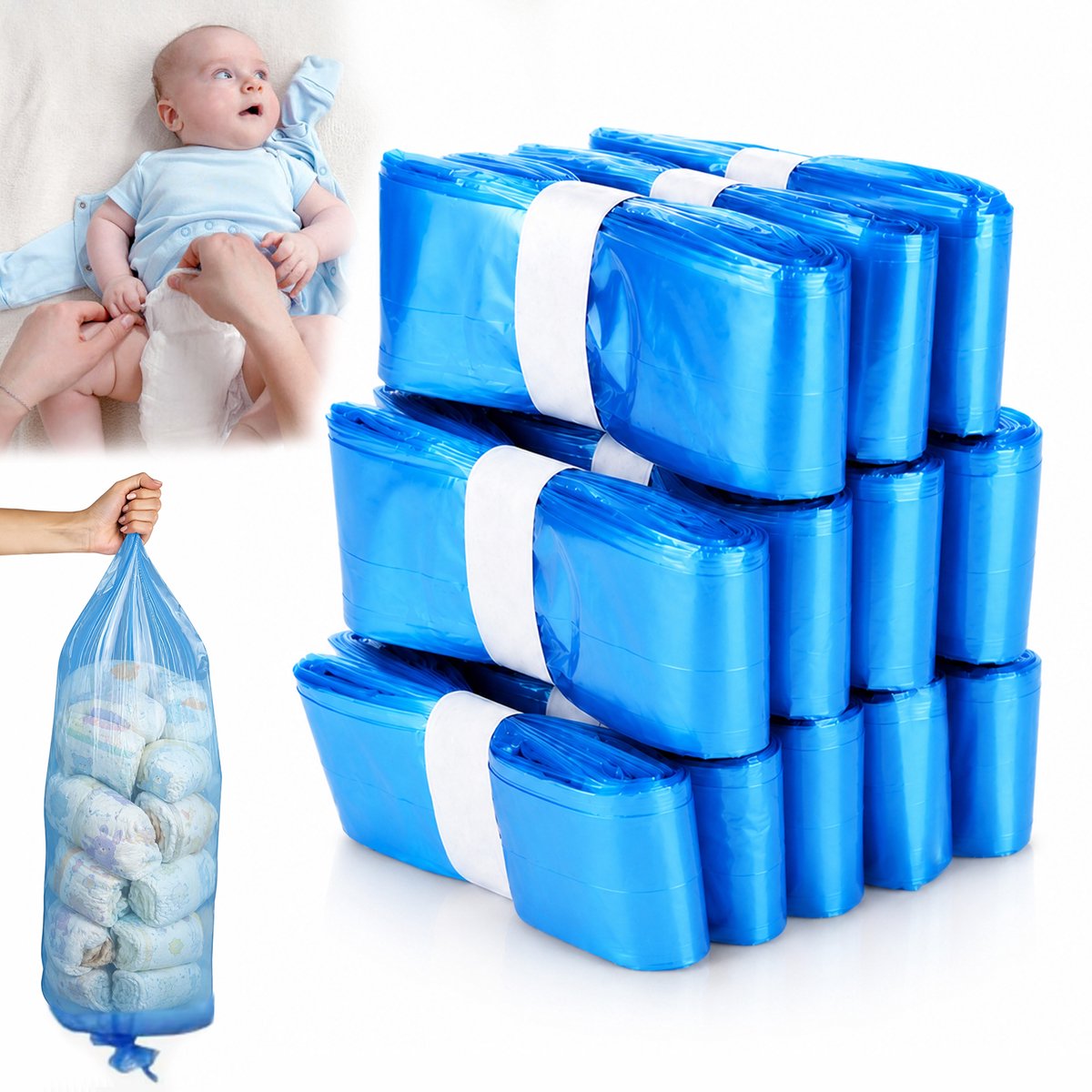 12 Stuks Luieremmernavullingen - Geschikt voor Tommee Tippee Twist & Click en Sangenic - Luieremmer Zakken - Luierzakjes - 15/16 Liter