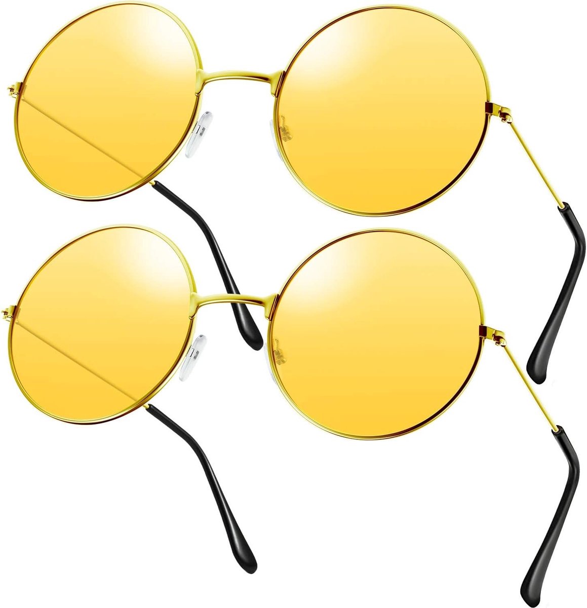 Retro Hippie Zonnebrillen voor Volwassenen, Vintage Rond en Oranje, Perfect voor Feestkostuums en Festivals