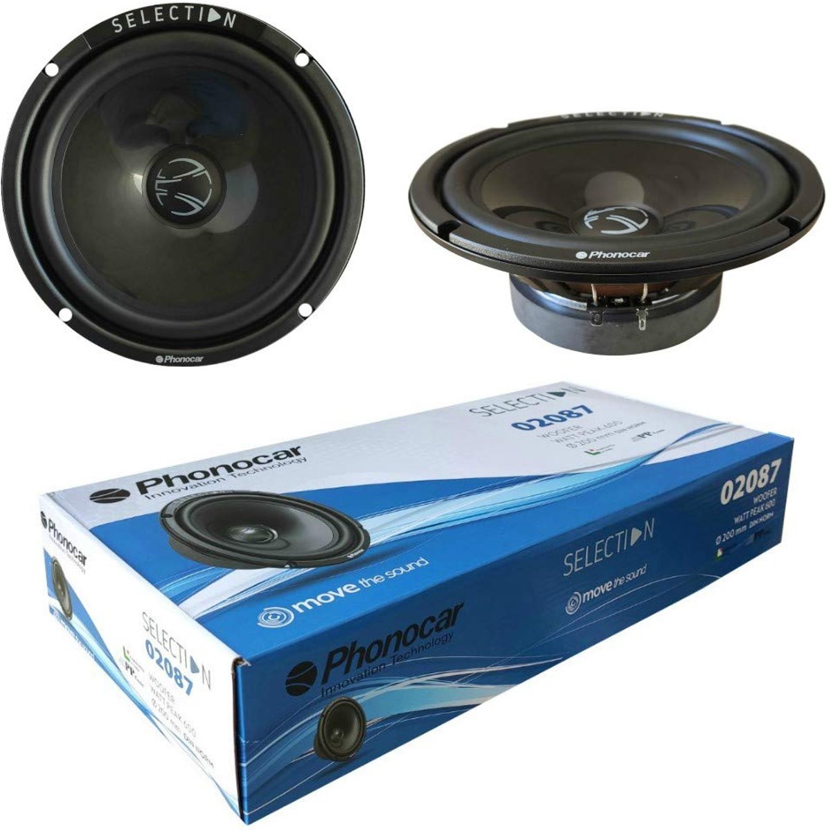 SnelShoppen - 2x 20 cm Woofer Speakers 260 Watt RMS 600 Watt Max 4 Ohm 90 dB SPL voor Auto, Perfect voor Feest en Evenementen