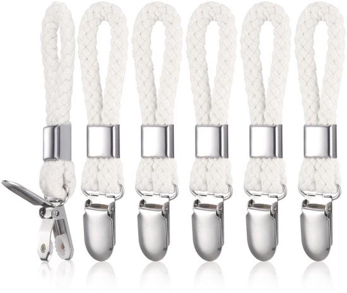 Ophanglus Set van 6 - Handdoekclips - Theedoekhouder - Haken zonder Naaien - Roestvrij Staal - Hoogwaardig Katoen - Handdoekhouder