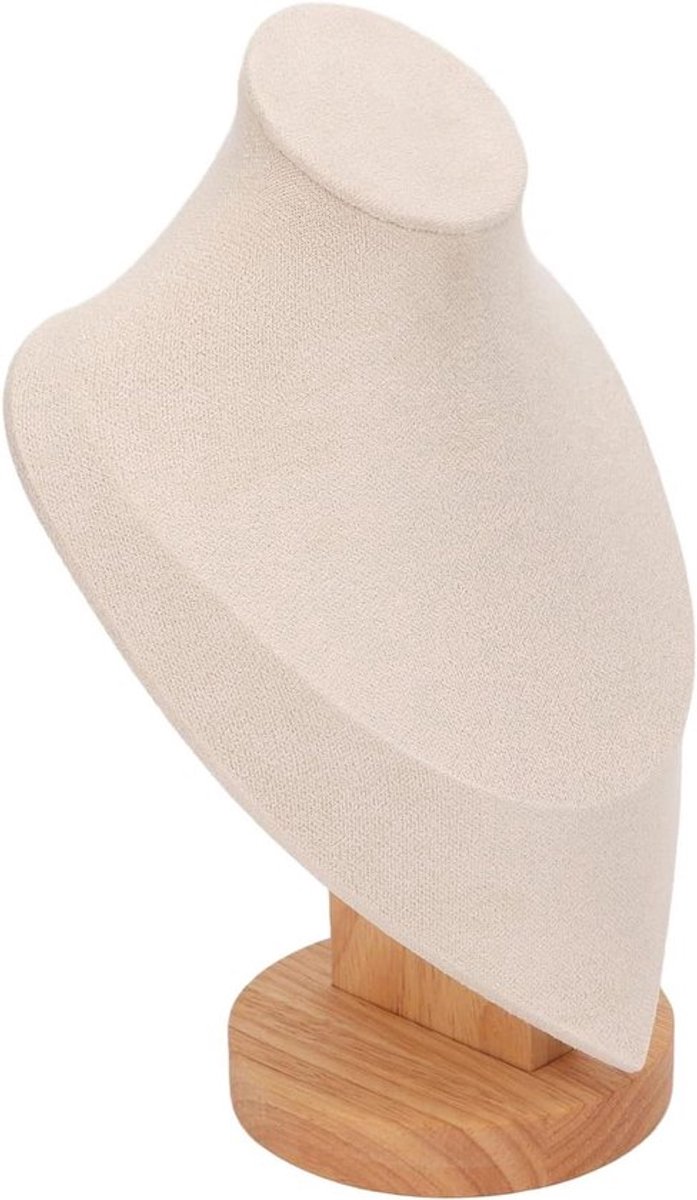 Fluwelen Ketting Displayhouder Standaard voor Sieraden - 3D Buste Model Organisator - Thuis, Winkel, Beurzen - Pluche Houten Basis