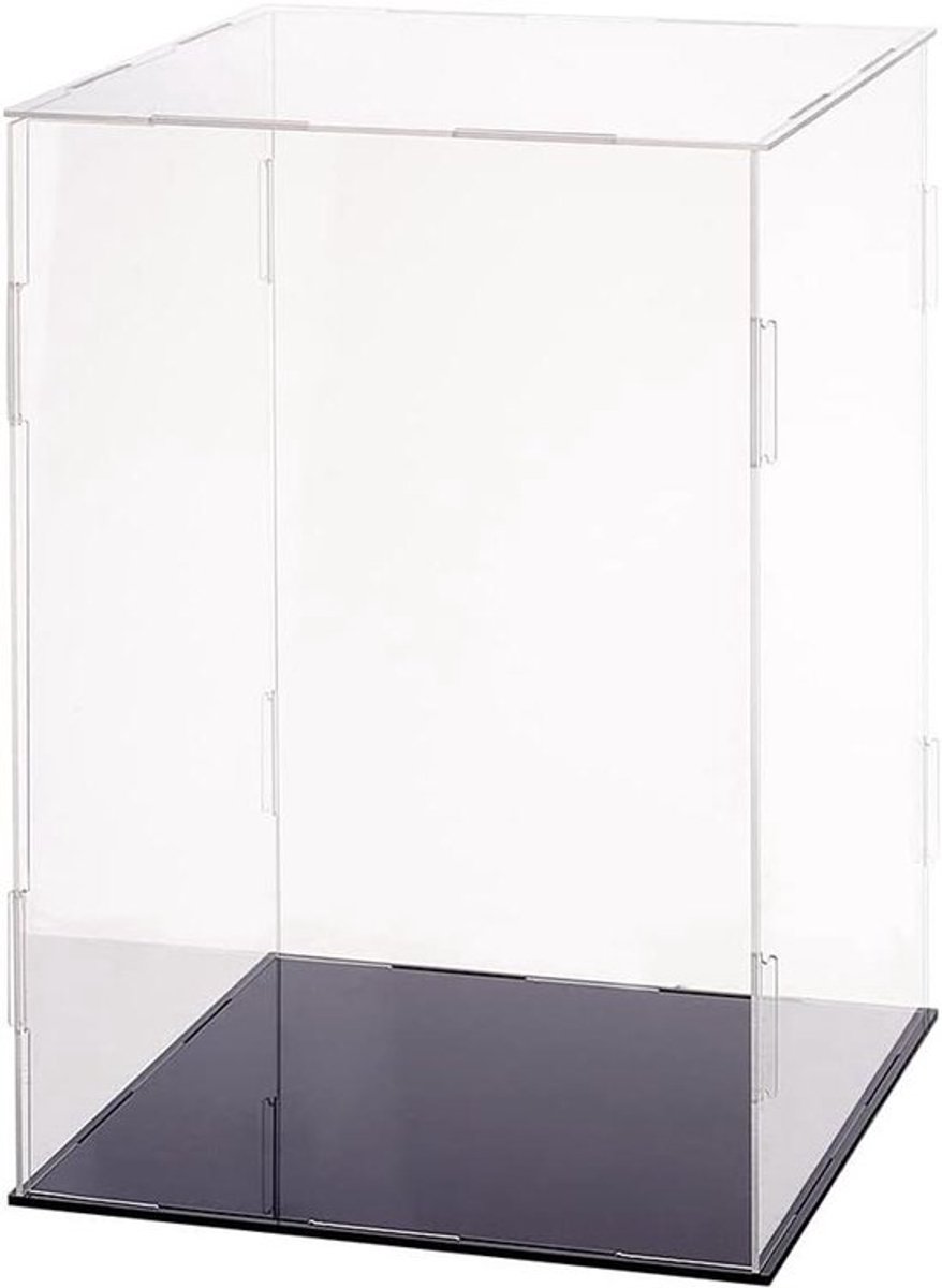 Minifiguurvitrine van kunststof, transparant, stofdicht, displaybox voor actiefiguren, modellen en poppen - 21 x 21 x 30,5 cm