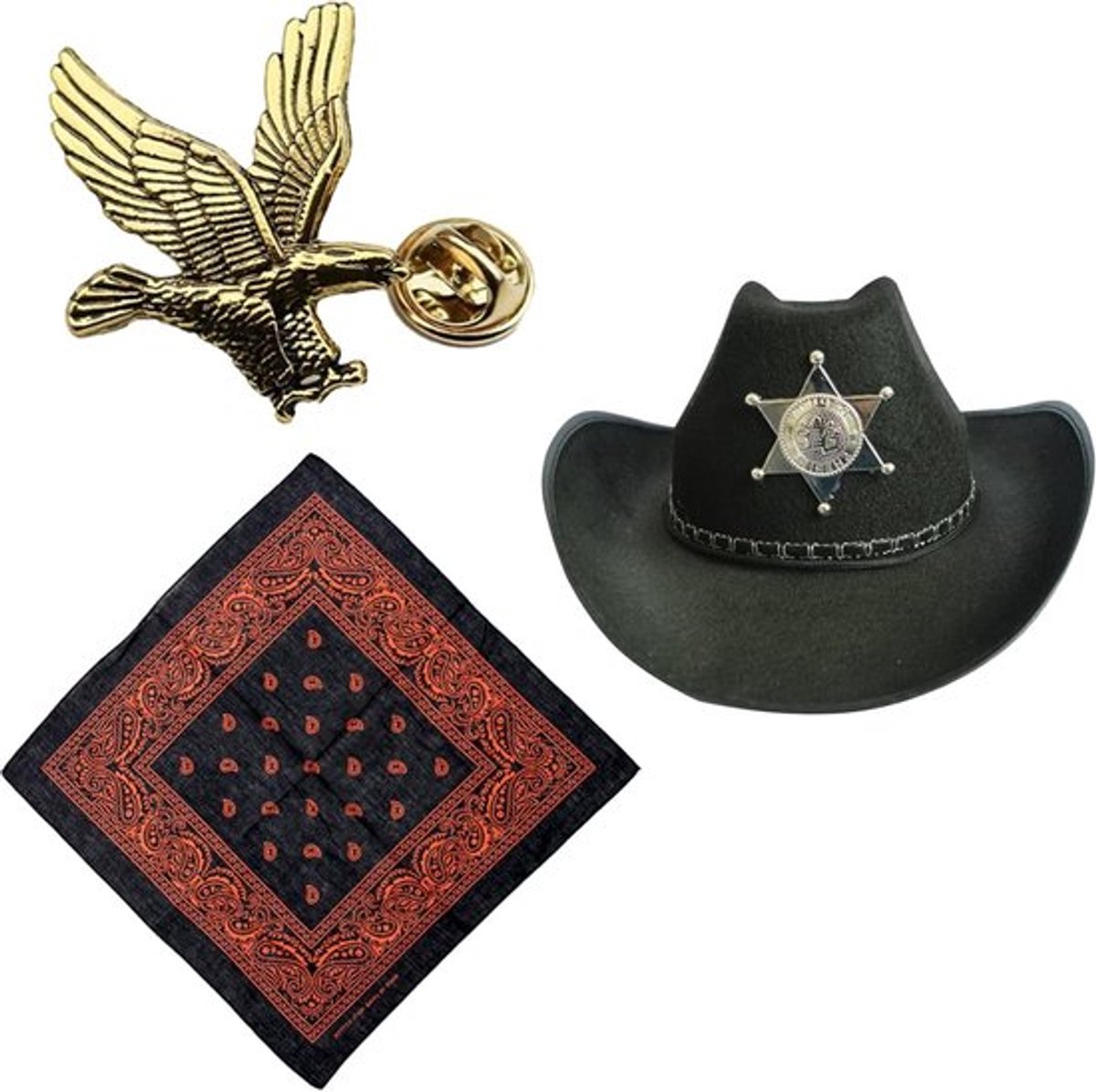 Western Cowboy Kostuum Accessoires Set voor Halloween, Feestjes en Verkleedpartijen met Hoed, Lasso en Sporen