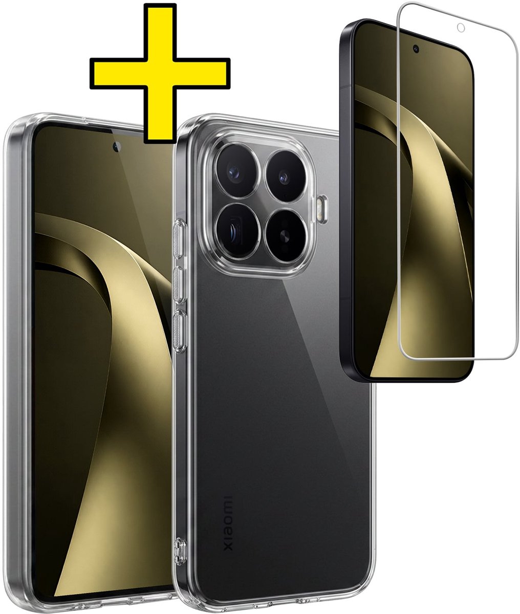 Hoesje - Met Screenprotector - Geschikt voor Xiaomi 17T Pro - Sterk & Shockproof - Back Cover - Siliconen Case - Telefoon Hoes - Telefoonhoesjes - Transparant